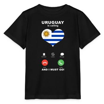 Uruguay is calling Uruguay Heart Souvenir - Stanley/Stella MINI CREATOR Kids’ T-Shirt - black - Front - Mikhail (115cm)