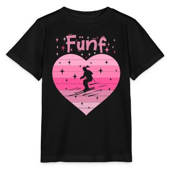 Herz Liebe Hobby Skifahren 5. Geburtstag - Stanley/Stella Kinder T-Shirt MINI CREATOR  - Schwarz - Vorne - Mikhail (115cm)