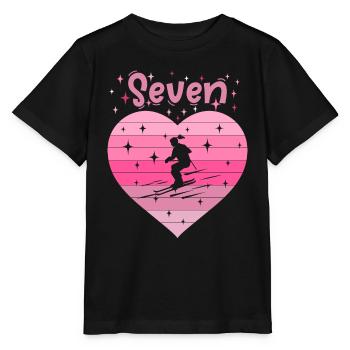 Herz Liebe Hobby Skifahren 7. Geburtstag - Stanley/Stella Kinder T-Shirt MINI CREATOR  - Schwarz - Vorne - Mikhail (115cm)