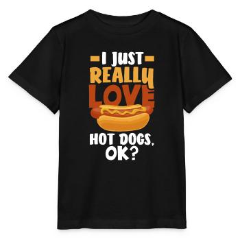 Hot Dog Hot Dogs Liebhaber Geschenk - Stanley/Stella Kinder T-Shirt MINI CREATOR  - Schwarz - Vorne - Mikhail (115cm)