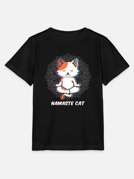 Namaste Katzen Yoga - Stanley/Stella Kinder T-Shirt MINI CREATOR  - Schwarz