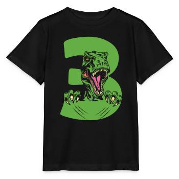 Enfants 3ème anniversaire 3 ans Dino Dinosaur - T-shirt bio MINI CREATOR Stanley/Stella Enfant - noir - Devant - Mikhail (115cm)