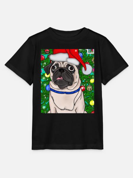 Mops Mit Weihnachtsmütze Weihnachten Hundebesitzer - Stanley/Stella Kinder T-Shirt MINI CREATOR - Schwarz