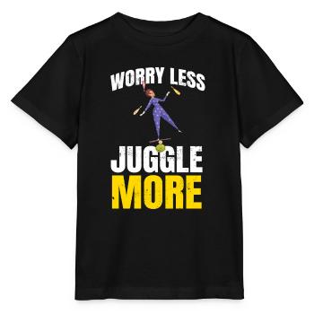 Worry Less Juggle Jonglieren Jongleur - Stanley/Stella Kinder T-Shirt MINI CREATOR  - Schwarz - Vorne - Mikhail (115cm)