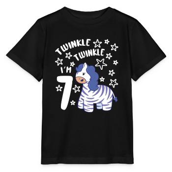 Seven 7yr 7th Zebra Birthday Girl 7 Years Old Gift - Stanley/Stella Kinder T-Shirt MINI CREATOR  - Schwarz - Vorne - Mikhail (115cm)