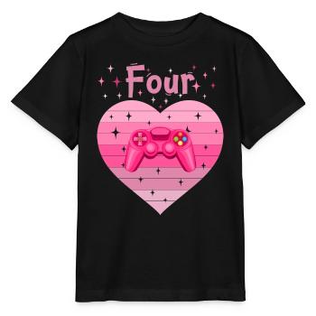 Mädchen Tochter 4. Geburstag Gaming Controller - Stanley/Stella Kinder T-Shirt MINI CREATOR  - Schwarz - Vorne - Mikhail (115cm)