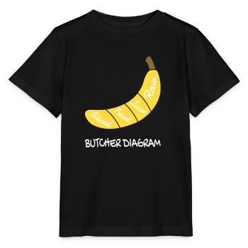 Butcher Diagram Banane Frucht Obst - Stanley/Stella Kinder T-Shirt MINI CREATOR  - Schwarz - Vorne - Mikhail (115cm)