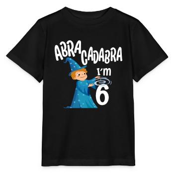 Six 6yr 6th Wizard Birthday Boy 6 Years Old Gift - Stanley/Stella MINI CREATOR Kids’ T-Shirt - black - Front - Mikhail (115cm)