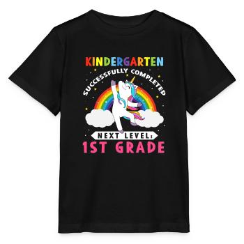 Kindergarten erfolgreich abgeschlossen Einhorn - Stanley/Stella Kinder T-Shirt MINI CREATOR  - Schwarz - Vorne - Mikhail (115cm)