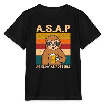 A.S.A.P. As Slow As Possible Faultier - Stanley/Stella Kinder T-Shirt MINI CREATOR  - Schwarz - Vorne - Mikhail (115cm)