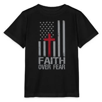 Faith About Fear American Pride Religious - Stanley/Stella MINI CREATOR Kids’ T-Shirt - black - Front - Mikhail (115cm)