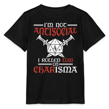 Nicht Asozial, Ich Rollte Mit Niedrigem Charisma - Stanley/Stella Kinder T-Shirt MINI CREATOR  - Schwarz - Vorne - Mikhail (115cm)