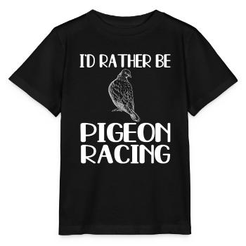 Funny racing pigeon - Stanley/Stella MINI CREATOR Kids’ T-Shirt - black - Front - Mikhail (115cm)