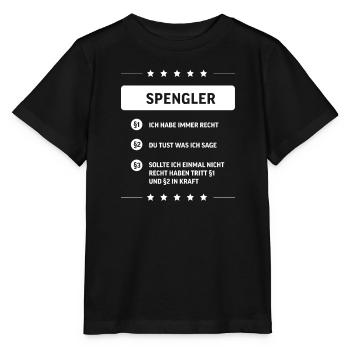 Spengler I Installateur Blech Handwerker Motiv für - Stanley/Stella Kinder T-Shirt MINI CREATOR  - Schwarz - Vorne - Mikhail (115cm)