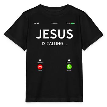 Jesus Is Calling Christian - Stanley/Stella MINI CREATOR Kids’ T-Shirt - black - Front - Mikhail (115cm)