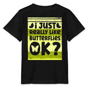 Schmetterling Spruch Falter - Stanley/Stella Kinder T-Shirt MINI CREATOR  - Schwarz - Vorne - Mikhail (115cm)