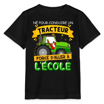 Le Tracteur De Mon Fils Humour Garçon - T-shirt bio MINI CREATOR Stanley/Stella Enfant - noir - Devant - Mikhail (115cm)