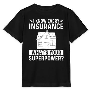 House Insurance Agent Superpower Life Broker - Stanley/Stella MINI CREATOR Kids’ T-Shirt - black - Front - Mikhail (115cm)
