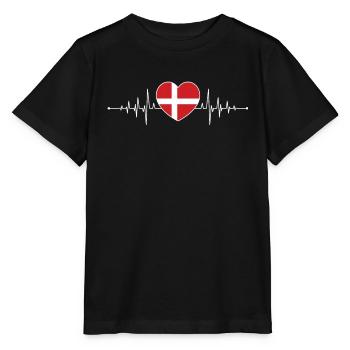 Denmark Heartbeat Danish flag Danish Denmark - Stanley/Stella MINI CREATOR Kids’ T-Shirt - black - Front - Mikhail (115cm)