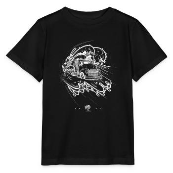 Waves with motorhome - Stanley/Stella MINI CREATOR Kids’ T-Shirt - black - Front - Mikhail (115cm)