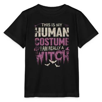 Costume de sorcière pour Halloween avec chauve-souris et balai - T-shirt bio MINI CREATOR Stanley/Stella Enfant - noir - Devant - Mikhail (115cm)
