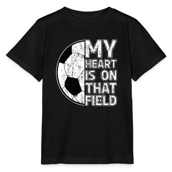 My heart is on that field - Football - Stanley/Stella MINI CREATOR Kids’ T-Shirt - black - Front - Mikhail (115cm)