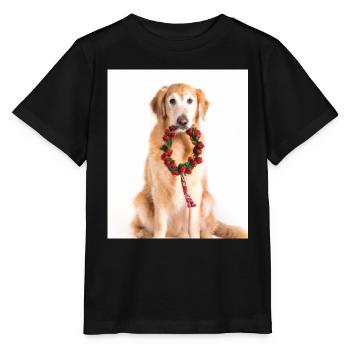 Couronne de l’Avent Golden Retriever des chiens de Noël - T-shirt bio MINI CREATOR Stanley/Stella Enfant - noir - Devant - Mikhail (115cm)