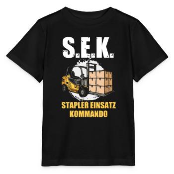 S.E.K Stapler Einsatz Kommando - Stanley/Stella Kinder T-Shirt MINI CREATOR  - Schwarz - Vorne - Mikhail (115cm)