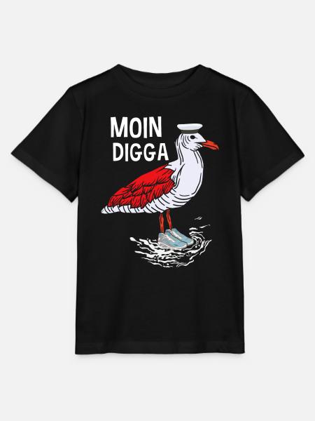 Moin Digga Möwe Norddeutsch Plattdeutscher Spruch - Stanley/Stella Kinder T-Shirt MINI CREATOR  - Schwarz