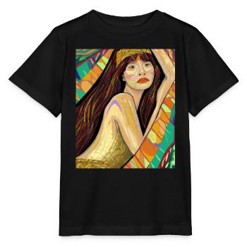 Meerjungfrau Portrait Gustav Klimt Style - Stanley/Stella Kinder T-Shirt MINI CREATOR  - Schwarz - Vorne - Mikhail (115cm)