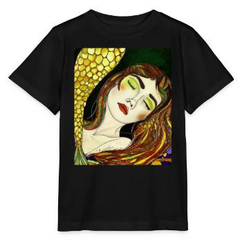 Meerjungfrau Portrait Gustav Klimt Style - Stanley/Stella Kinder T-Shirt MINI CREATOR  - Schwarz - Vorne - Mikhail (115cm)