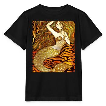 Meerjungfrau Portrait Gustav Klimt Style - Stanley/Stella Kinder T-Shirt MINI CREATOR  - Schwarz - Vorne - Mikhail (115cm)
