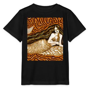 Meerjungfrau Portrait Gustav Klimt Style - Stanley/Stella Kinder T-Shirt MINI CREATOR  - Schwarz - Vorne - Mikhail (115cm)