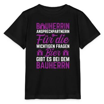Bauherrin Bauleitung Ansprechpartnerin - Stanley/Stella Kinder T-Shirt MINI CREATOR  - Schwarz - Vorne - Mikhail (115cm)