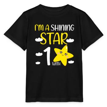 1 Year Old Birthday Girl Gift at A Shining Star - Stanley/Stella MINI CREATOR Kids’ T-Shirt - black - Front - Mikhail (115cm)