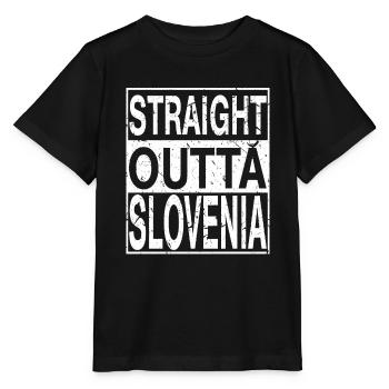 Slowenien Straight outta Slowenien - Stanley/Stella Kinder T-Shirt MINI CREATOR  - Schwarz - Vorne - Mikhail (115cm)