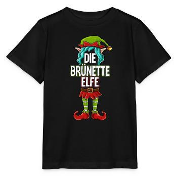 Brünette Elfe Partnerlook Weihnachten - Stanley/Stella Kinder T-Shirt MINI CREATOR  - Schwarz - Vorne - Mikhail (115cm)