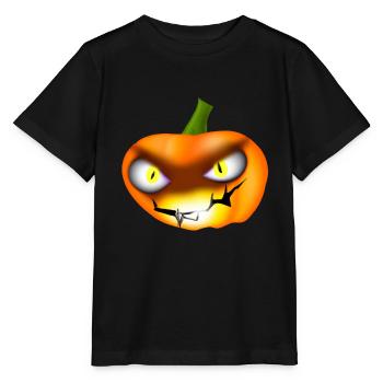 Halloween Kürbis Mit Feurigen Augen - Stanley/Stella Kinder T-Shirt MINI CREATOR  - Schwarz - Vorne - Mikhail (115cm)