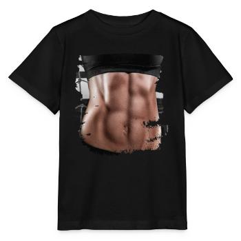 Fake Muskel Frau Fitness Frauenkörper - Stanley/Stella Kinder T-Shirt MINI CREATOR  - Schwarz - Vorne - Mikhail (115cm)