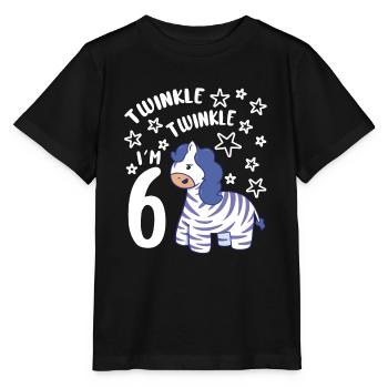 Six 6yr 6th Zebra Birthday Girl 6 Years Old Gift - Stanley/Stella MINI CREATOR Kids’ T-Shirt - black - Front - Mikhail (115cm)
