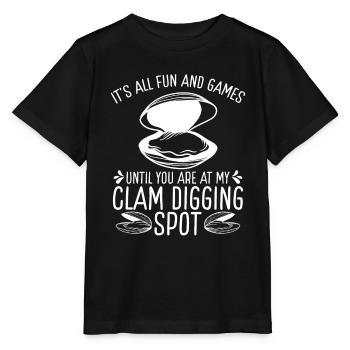 Clam Spot Clamming Rake Funny Clam Digger - Stanley/Stella MINI CREATOR Kids’ T-Shirt - black - Front - Mikhail (115cm)