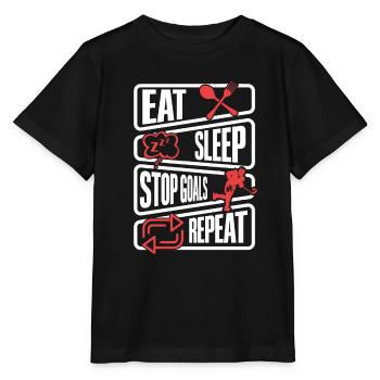 Essen, schlafen, Tore verteidigen Hockey - Stanley/Stella Kinder T-Shirt MINI CREATOR  - Schwarz - Vorne - Mikhail (115cm)