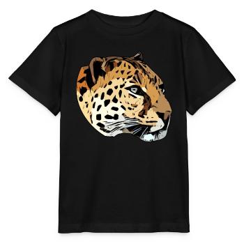 Leopard animal head predator animal motif with wild animals - Stanley/Stella MINI CREATOR Kids’ T-Shirt - black - Front - Mikhail (115cm)