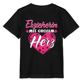 Kindergärtnerin Erzieherin mit großem Herz - Stanley/Stella Kinder T-Shirt MINI CREATOR  - Schwarz - Vorne - Mikhail (115cm)