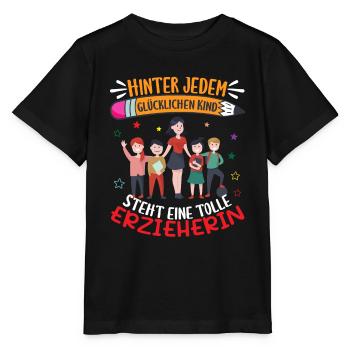 Erzieherin Hinter jedem Kind Kindergärtnerin - Stanley/Stella Kinder T-Shirt MINI CREATOR  - Schwarz - Vorne - Mikhail (115cm)