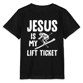 Jesus Is My Lift Ticket 4 - Stanley/Stella Kinder T-Shirt MINI CREATOR  - Schwarz - Vorne - Mikhail (115cm)