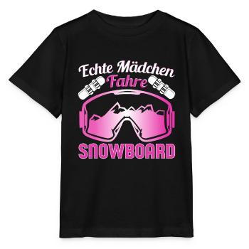 Snowboarden Echte Mädchen fahren Snowboard - Stanley/Stella Kinder T-Shirt MINI CREATOR  - Schwarz - Vorne - Mikhail (115cm)
