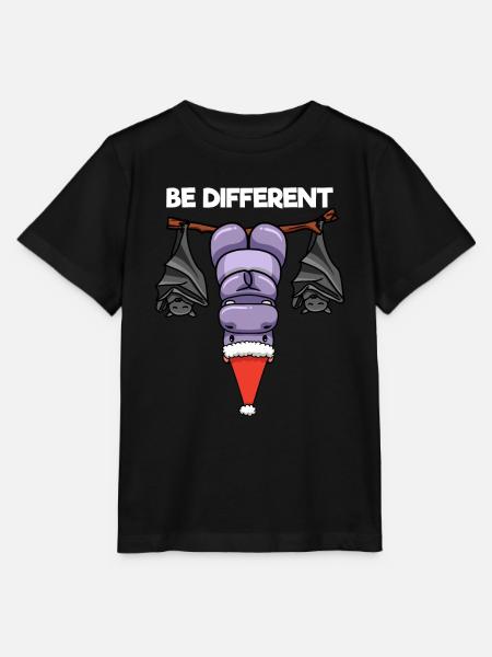 Be Different Nilpferd Fledermaus Weihnachtsmann - Stanley/Stella Kinder T-Shirt MINI CREATOR - Schwarz