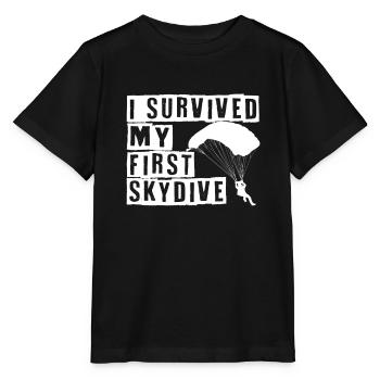 I Survived My First Skydive Fallschirm - Stanley/Stella Kinder T-Shirt MINI CREATOR  - Schwarz - Vorne - Mikhail (115cm)