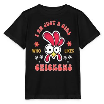 Je suis juste une fille qui aime les poulets - T-shirt bio MINI CREATOR Stanley/Stella Enfant - noir - Devant - Mikhail (115cm)